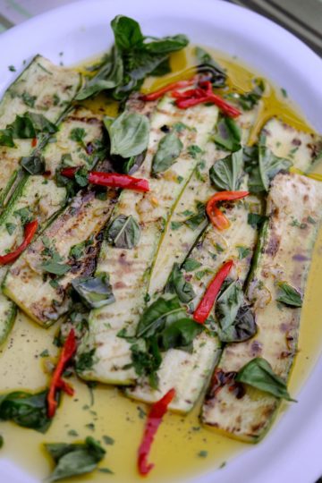 Grilled Slices of Zucchini With Vinaigrette