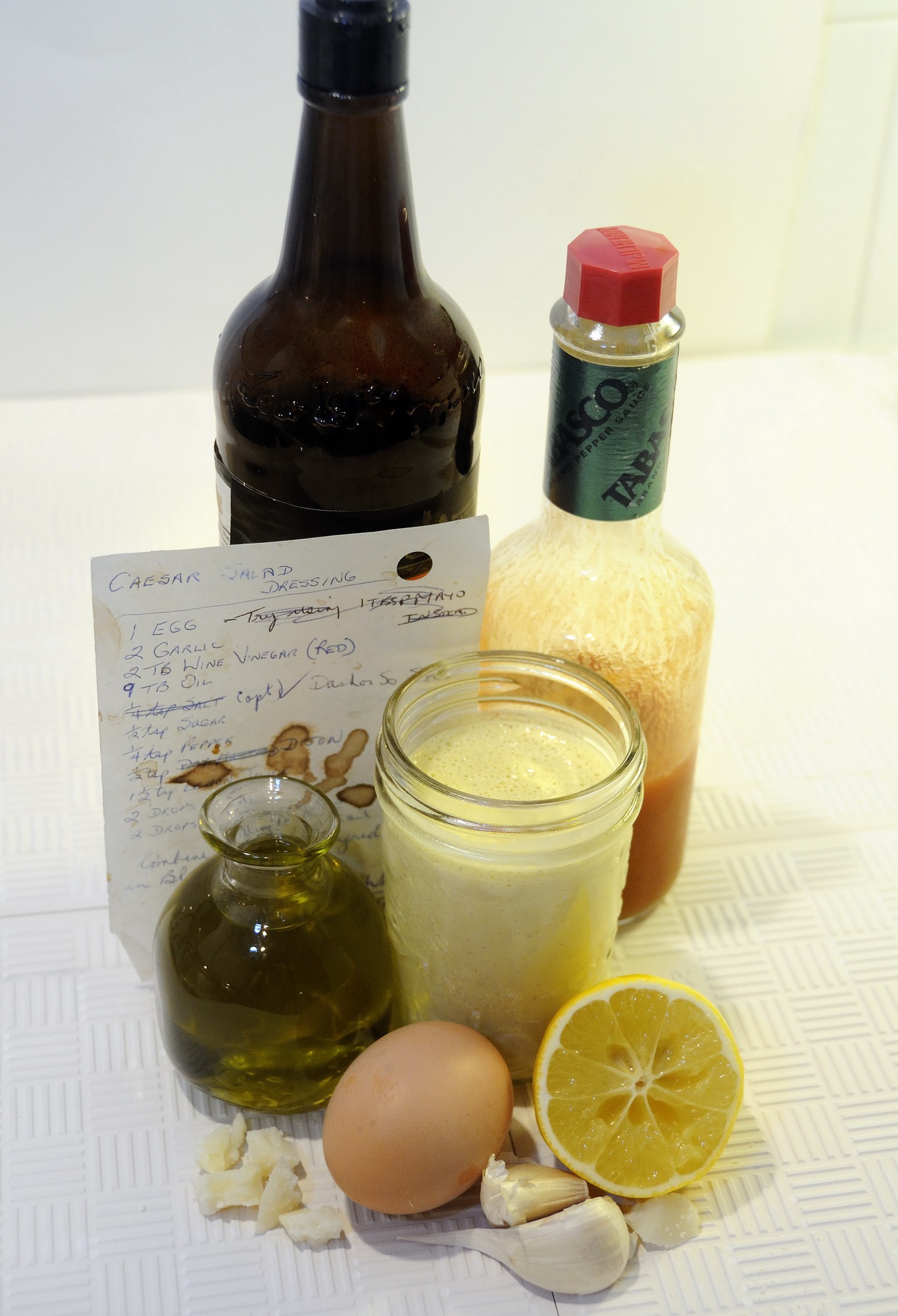 Anne's Anchovy-less Caesar Salad Dressing, Ingredients Assembled