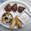 Greek Salad, Lamb Chops, Bread, Tzatziki