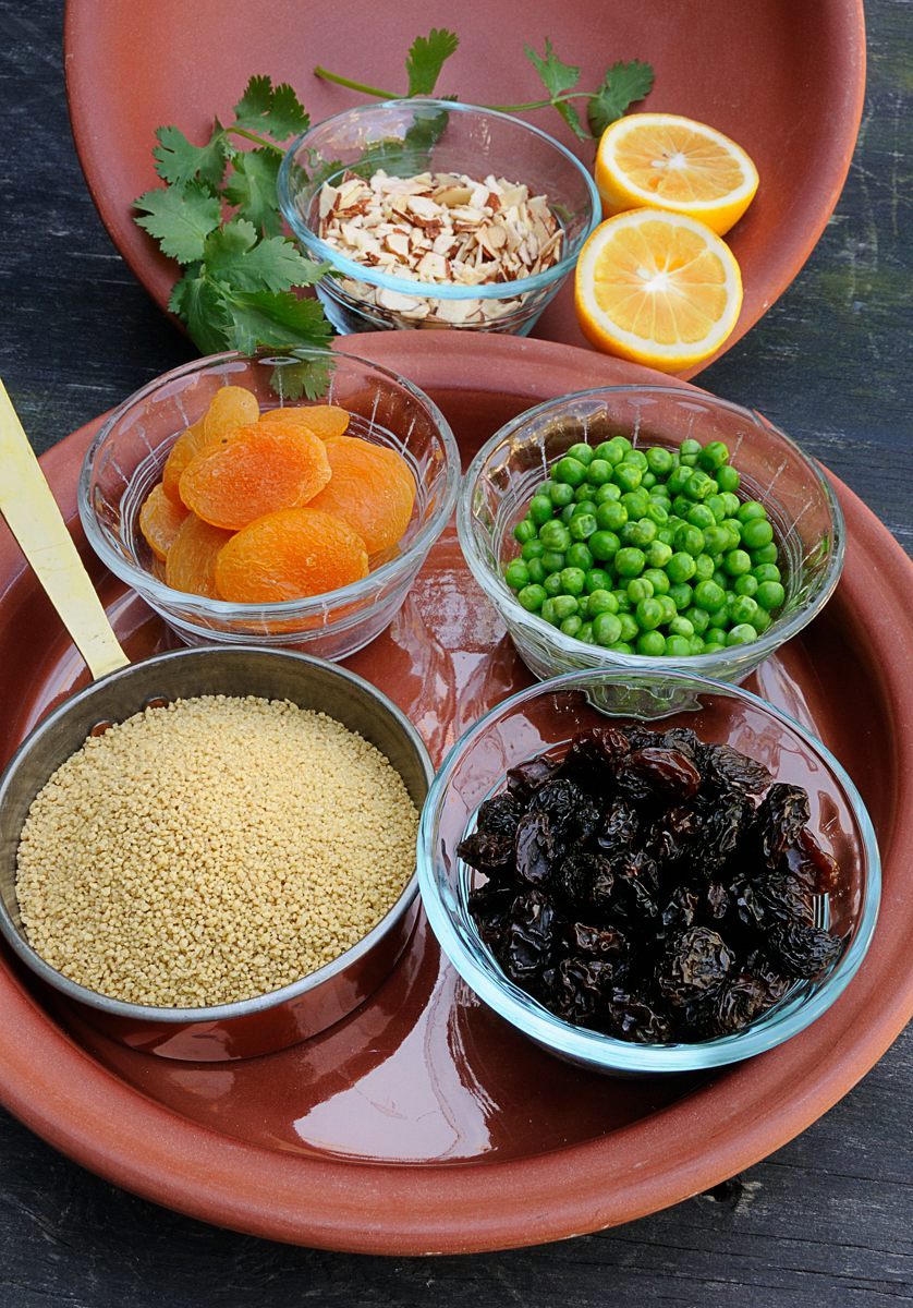 Assembled Ingredients for Middle Eastern Couscous
