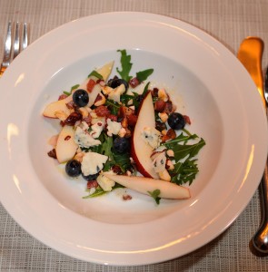 Pear & Coronation Grape Salad with Hazelnuts & Gorgonzola