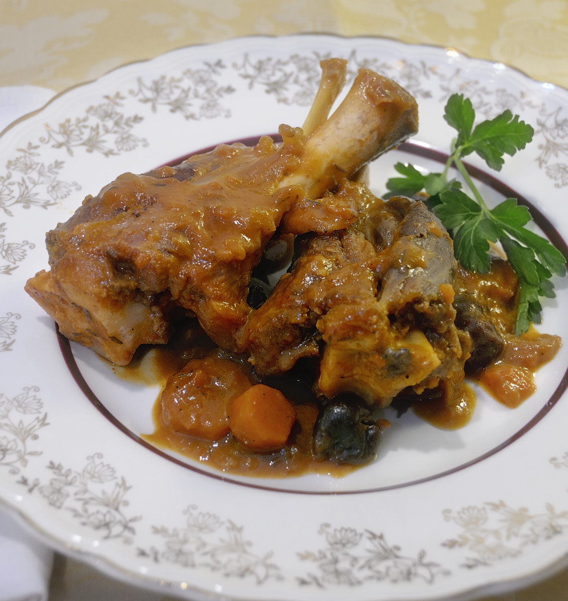 Braised Lamb Shanks with Dried Cherry Sauce, Mom's Dinner Plate
