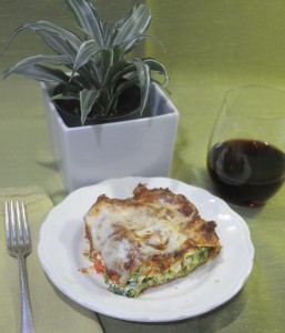 Red, White and Green Lasagne, Red Wine, Plant Background