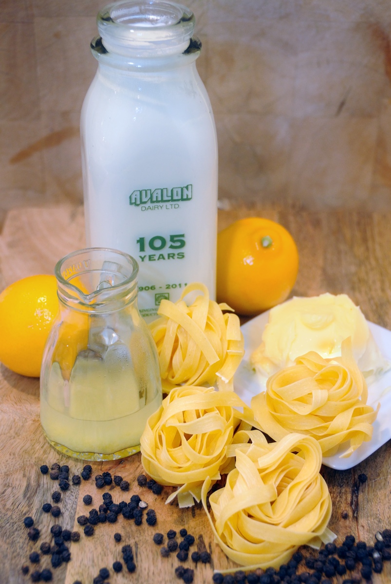 Ingredients Assembled for Tagliatelle alla Limone