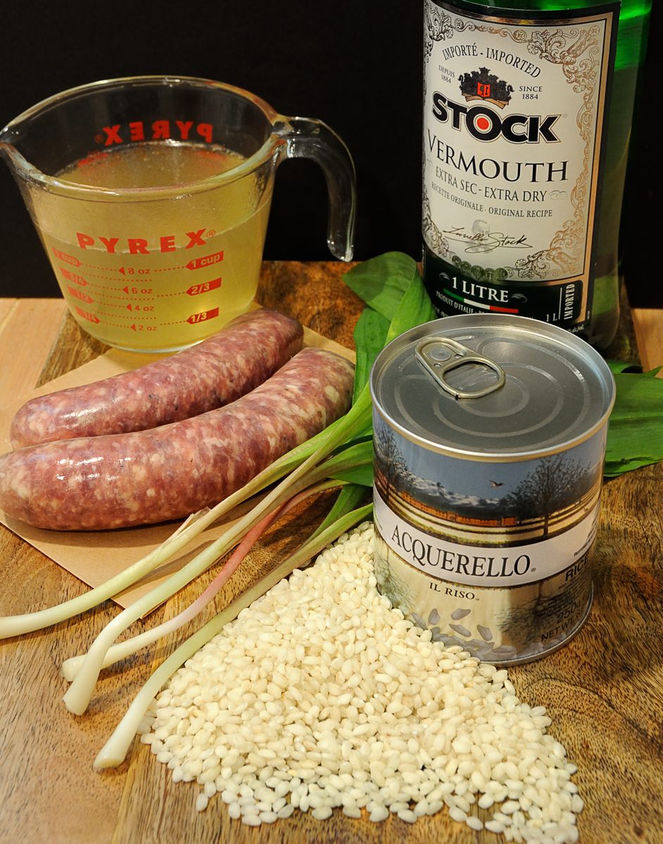 Ramp & Sausage Risotto, Display of Ingredients Needed