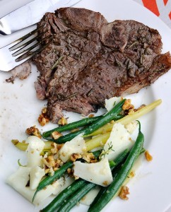 Barbecued Veal Chops, Green & Yellow Bean Salad with Pecorino