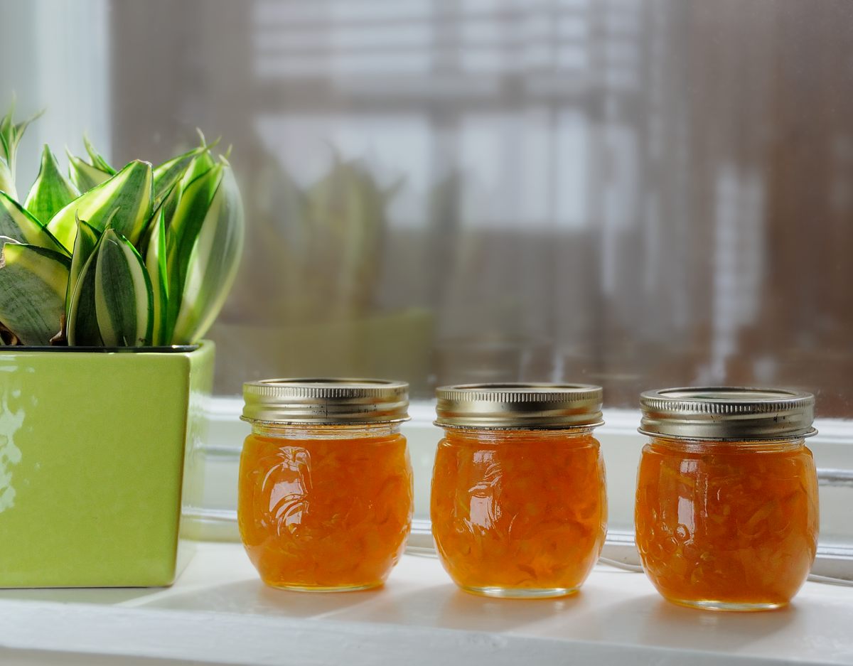 Zucchini Marmalade Jars on Window Sill