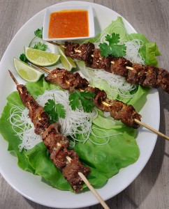 Barbecued Asian Lemongrass Skewers for Wraps, Vermicelli & Butter Lettuce