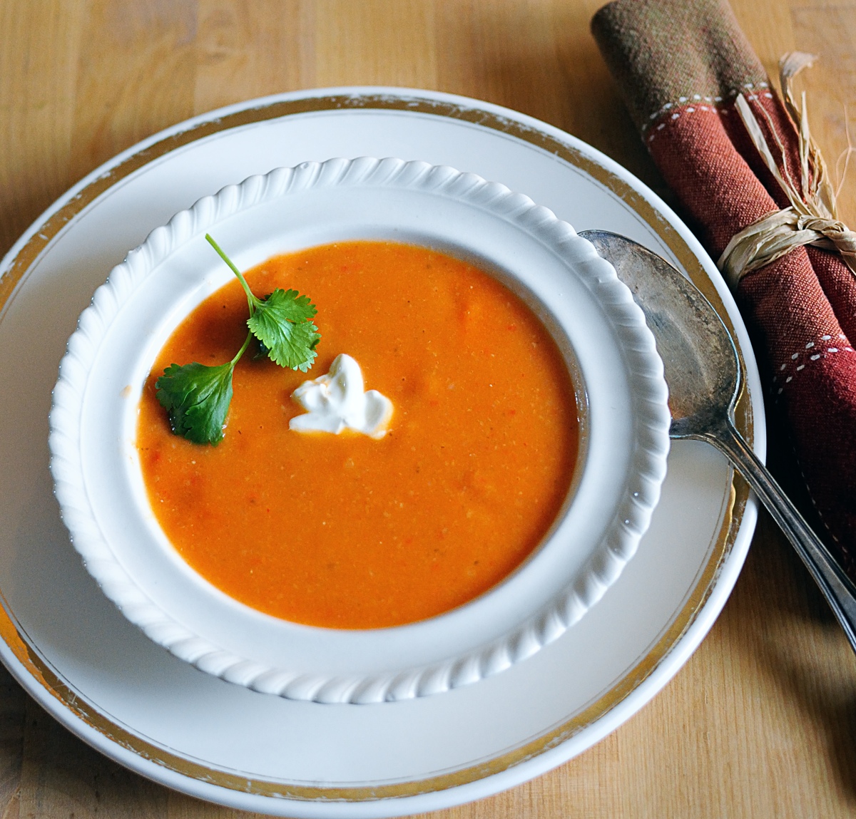 Red Bell Pepper Soup, White Bowl
