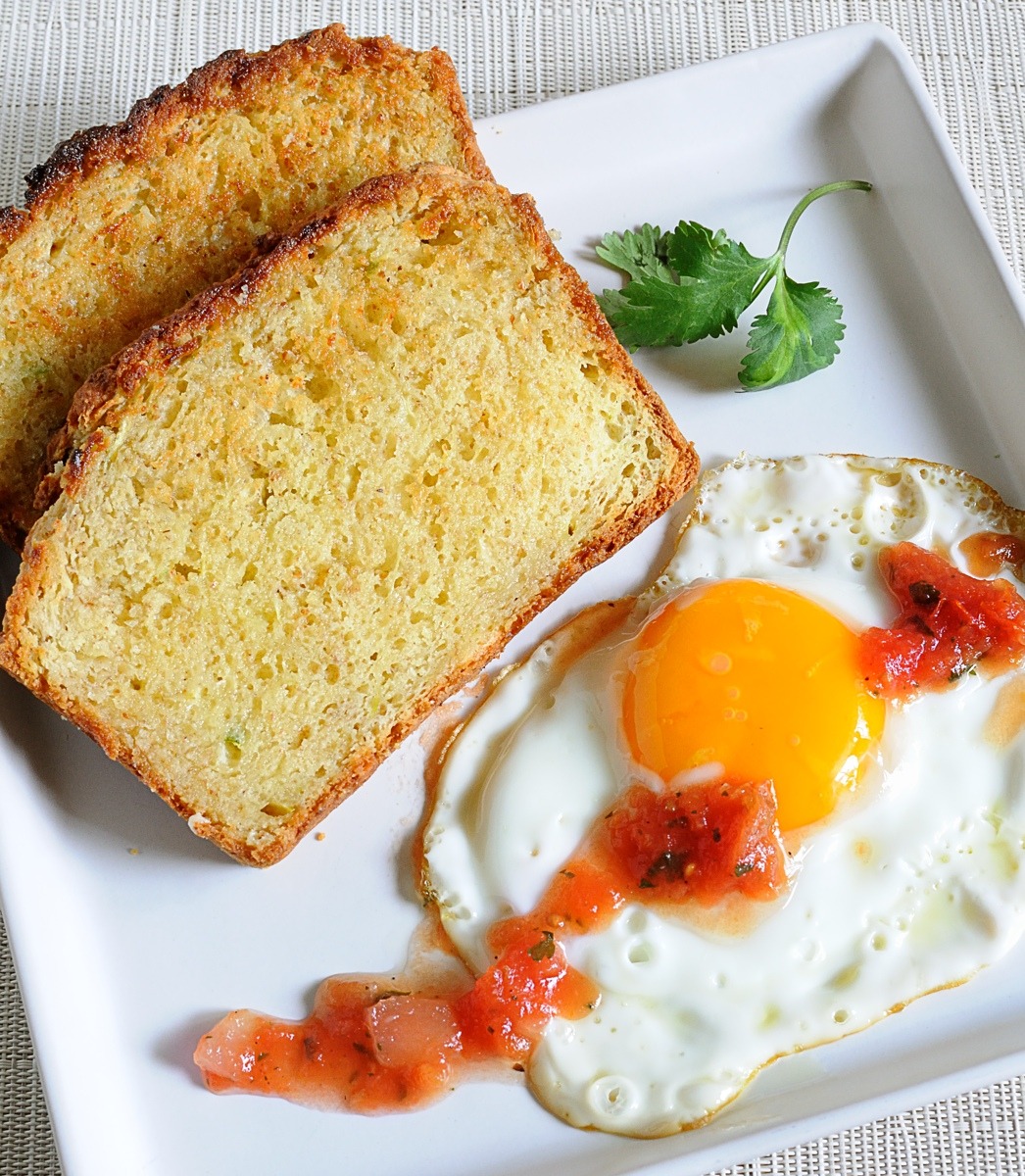 Zucchini Parmesan Bread with fried Egg
