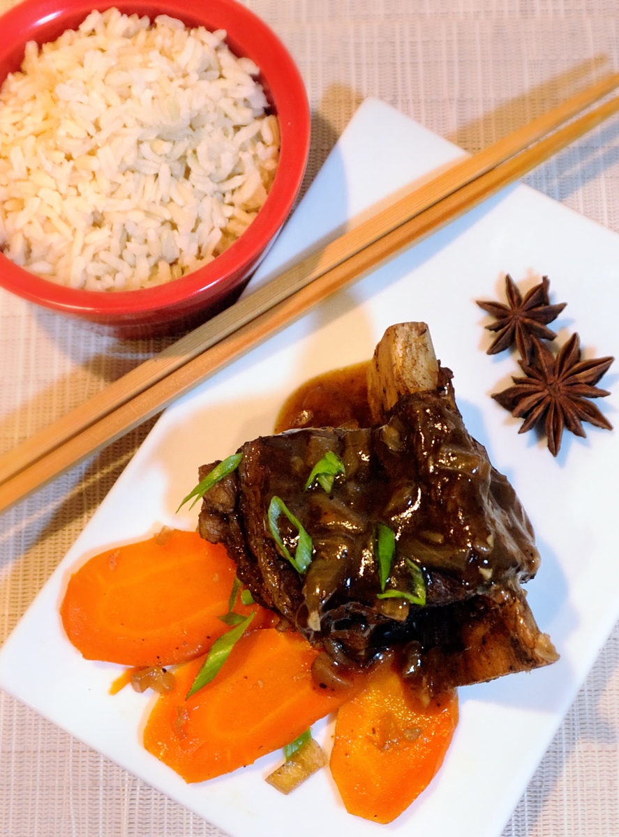 Short Ribs Asian Style, Carrots, Star Anise, Rice