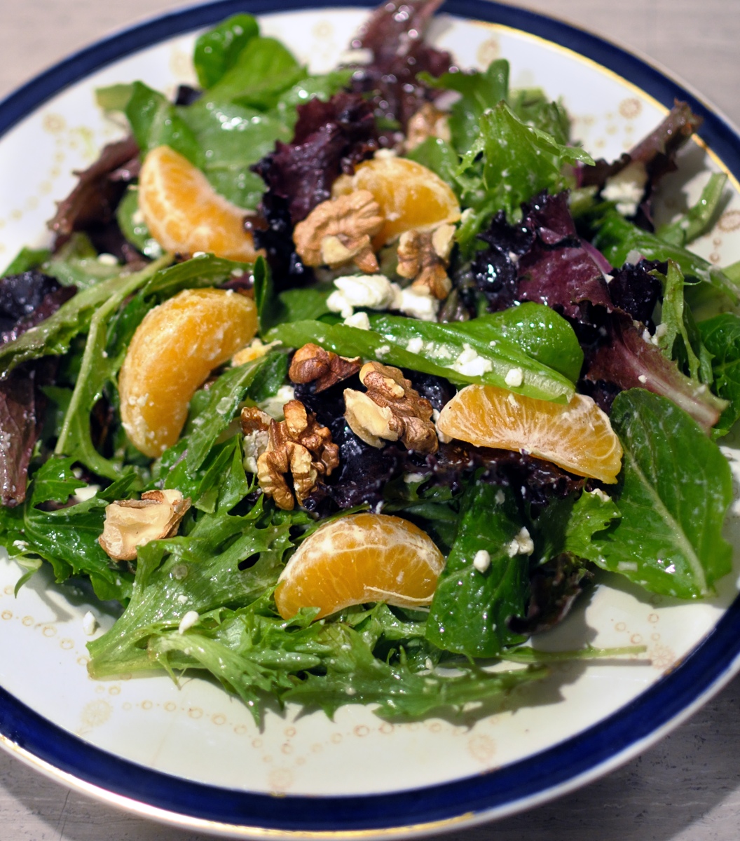 Clementine Goat Cheese Salad, Walnuts