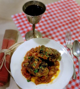 Oxtails with Chorizo, Red Wine, White Bowl