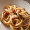 Blog Post Photo, Chitarra Pasta Tomato in White Bowl