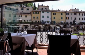 Blog Photo Post Balcony Lunch View of Piazza in Greve, Chianti, Italy