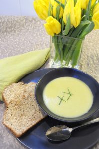Yellow Tulips, Recipe for Leek Potato Soup, Irish Soda Bread.