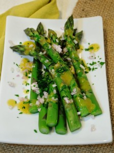 Asparagus Drizzled with Dijon Vinaigrette, Shallots